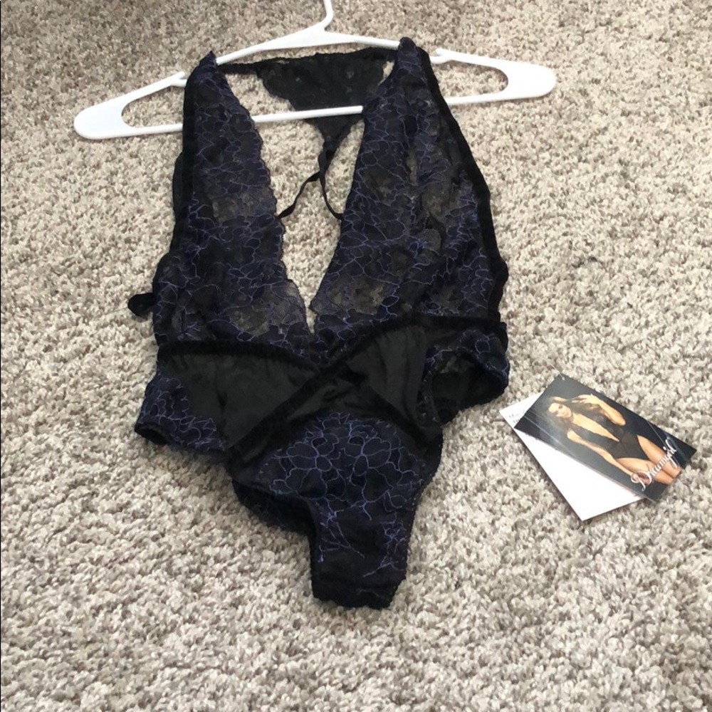 Dreamgirl black and purple teddy